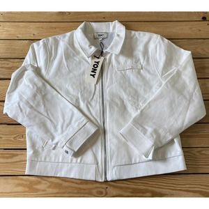 NWT Yony Denim Jacket Size Large Women’s White Full Zip MSRP $365
